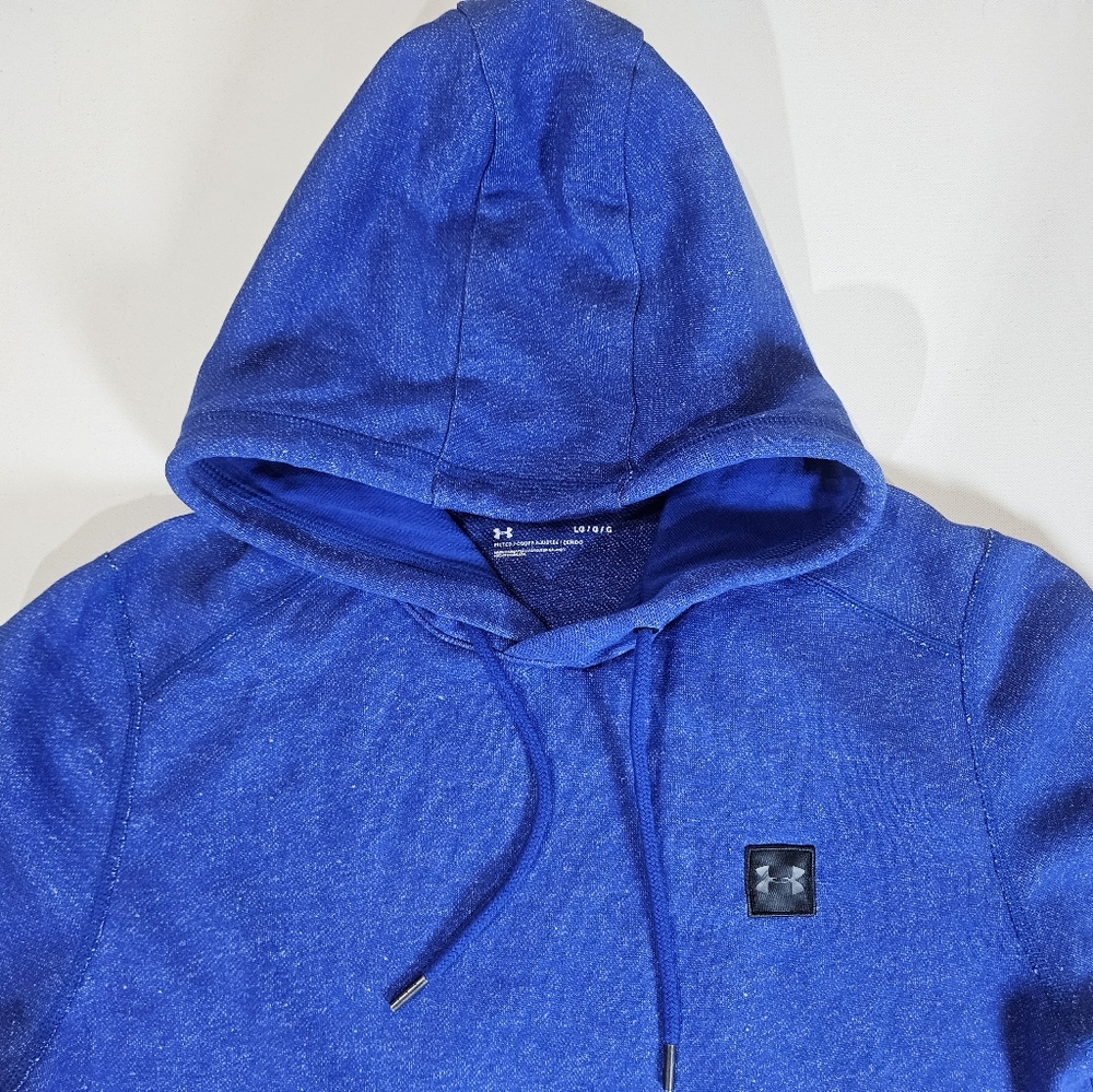 Under Armour Hoodie Mens Large Blue Black‎ Logo Fitted Short Sleeve Athletic